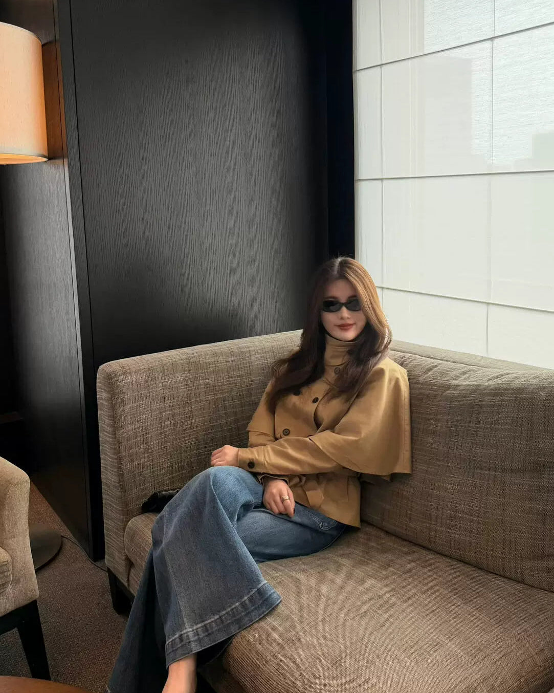 Elle | Cape Layer Belted Short Trench Jacket