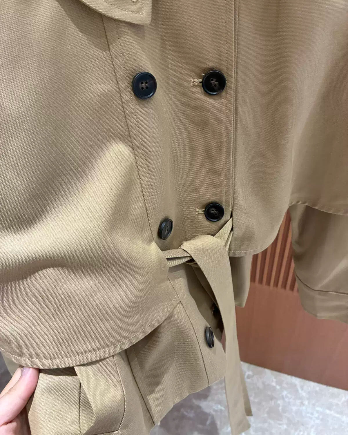 Elle | Cape Layer Belted Short Trench Jacket