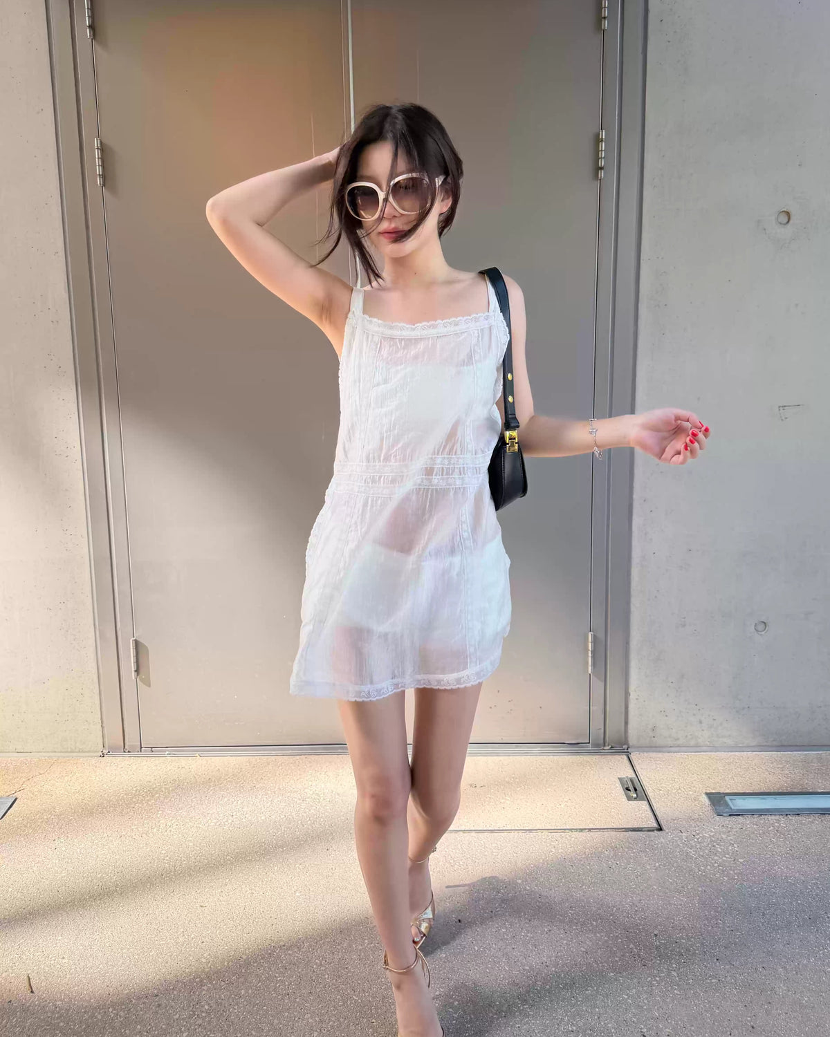 Celeste Sheer Lace Mini Dress