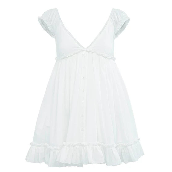 Elle | Celia Ruffle Cotton Babydoll Mini Dress
