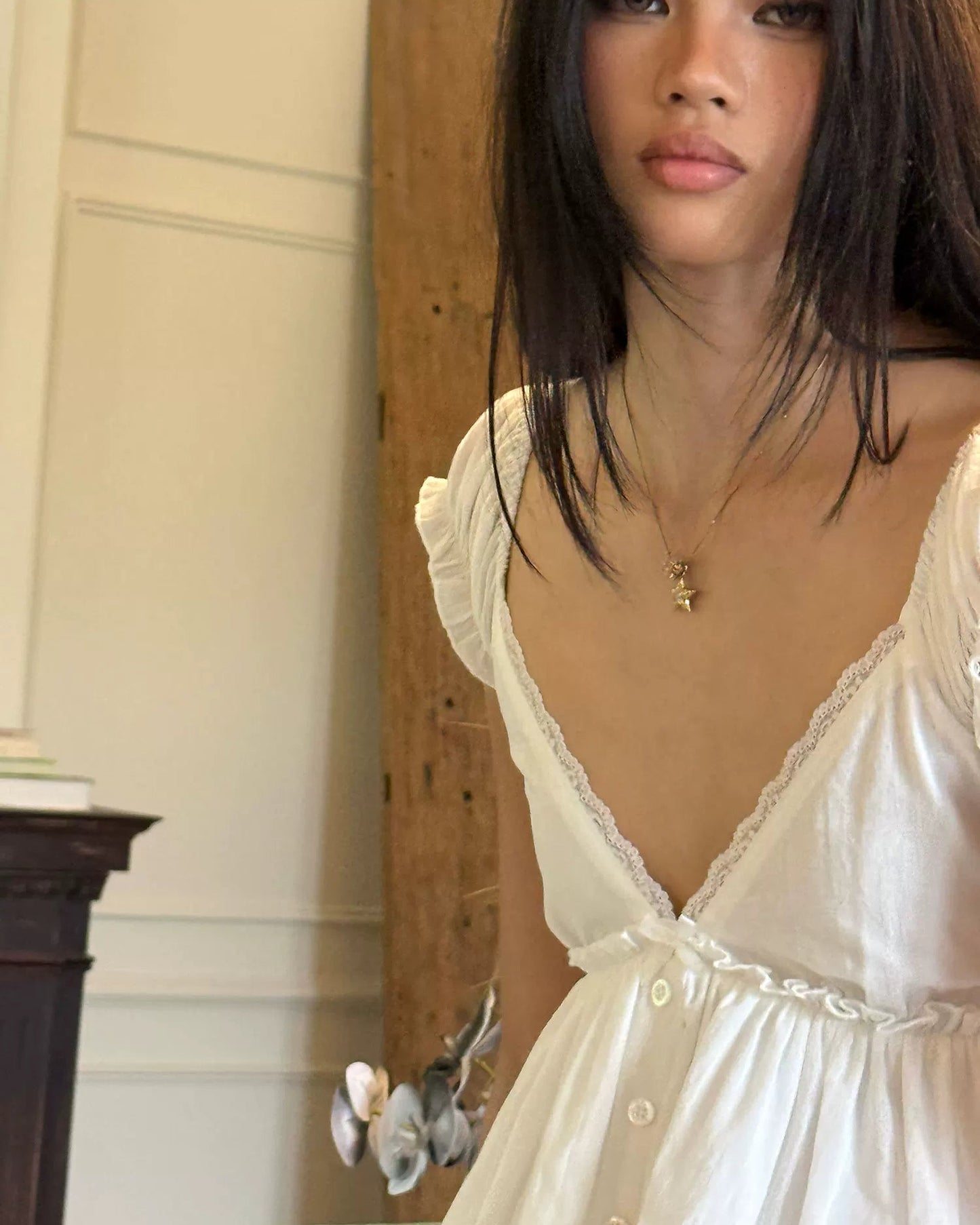 Elle | Celia Ruffle Cotton Babydoll Mini Dress