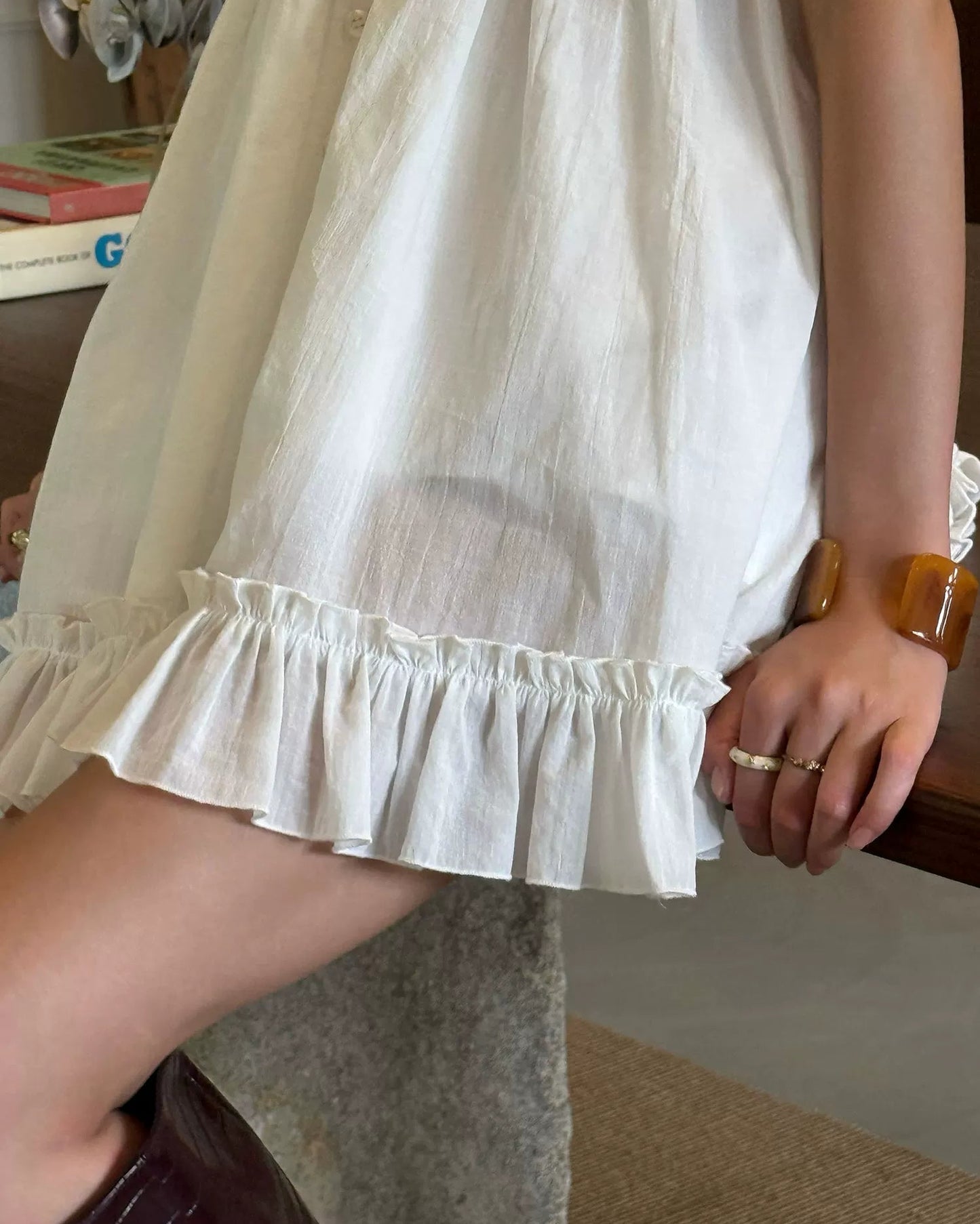 Elle | Celia Ruffle Cotton Babydoll Mini Dress