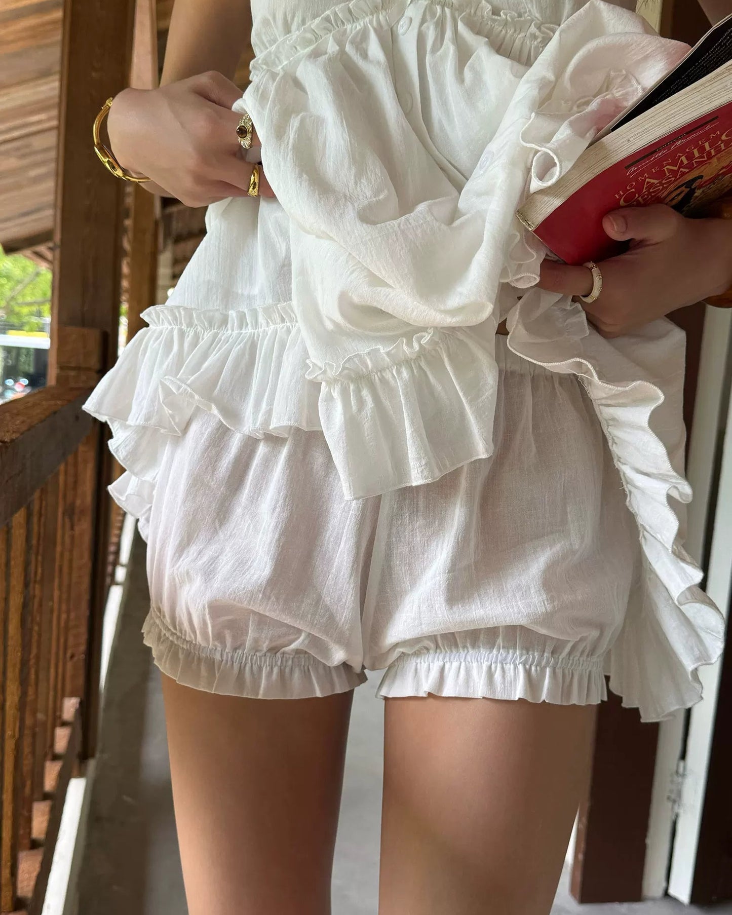 Elle | Celia Ruffle Cotton Babydoll Mini Dress