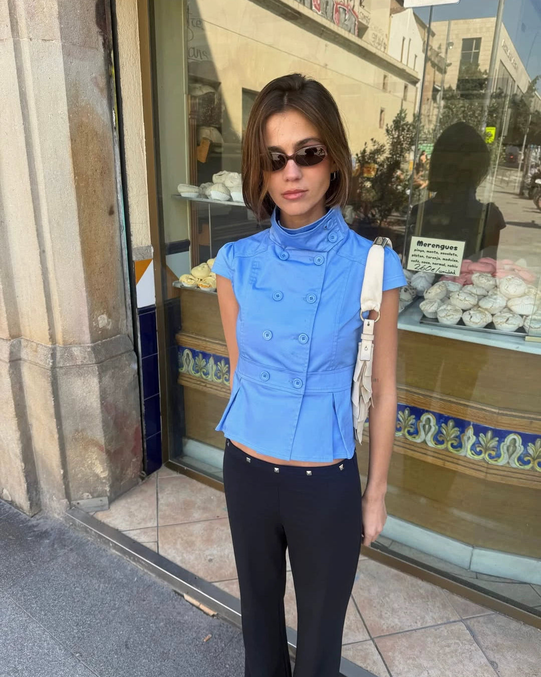Cat save the world | Ciel Double-Breasted Peplum Top