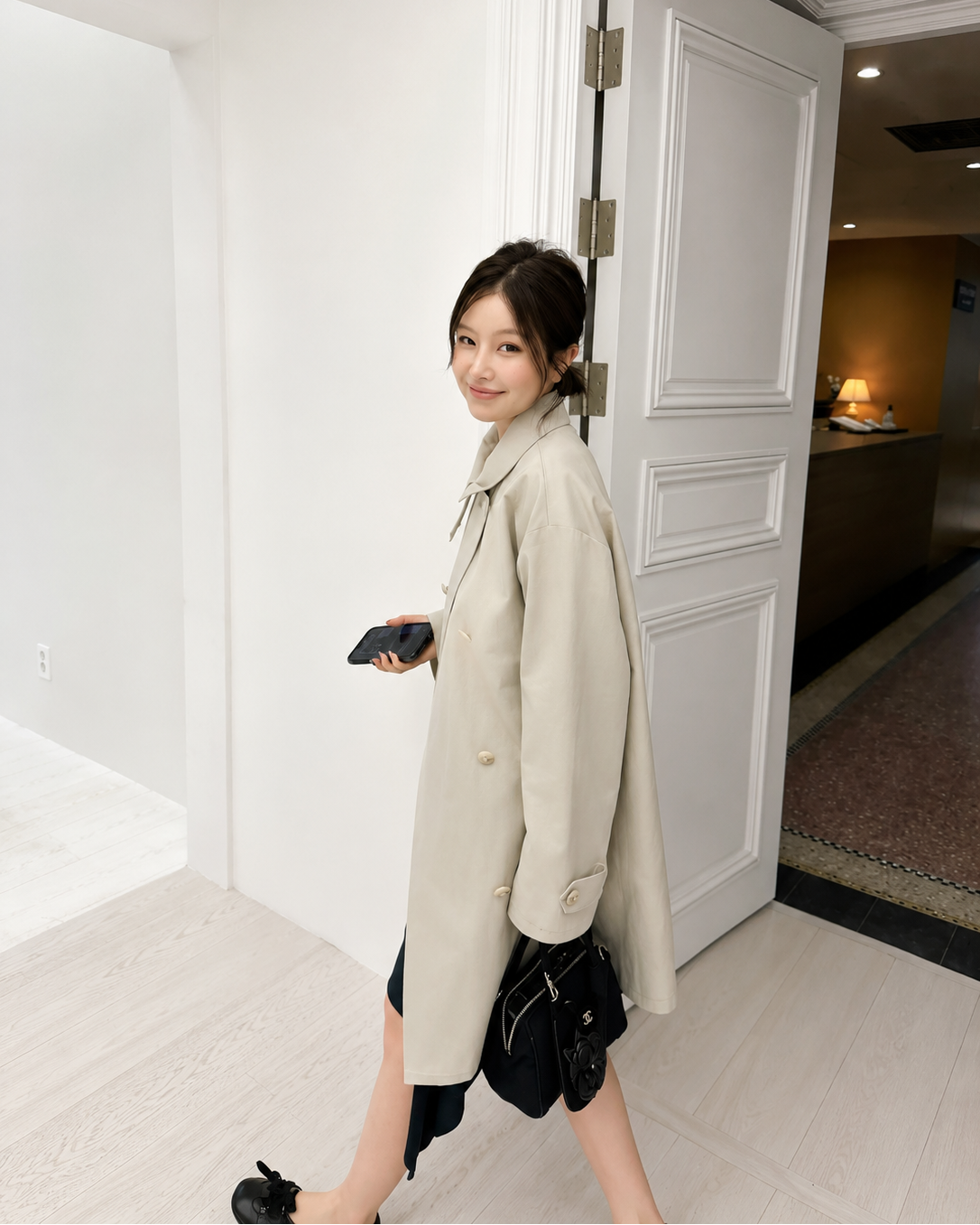 Classic Double-Breasted Midi Trench Coat