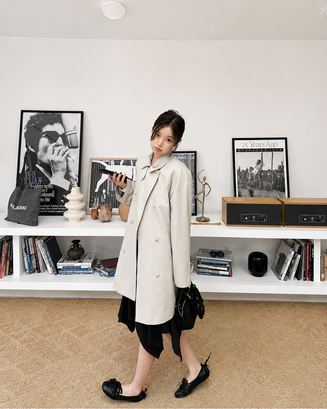 Classic Double-Breasted Midi Trench Coat