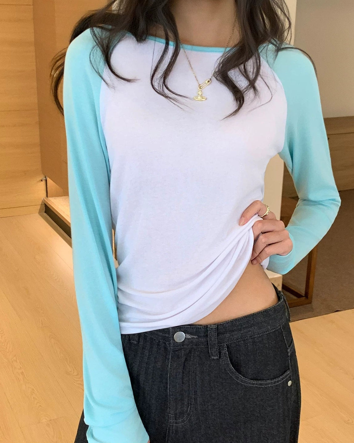 Cloudline Contrast Wool Raglan Top