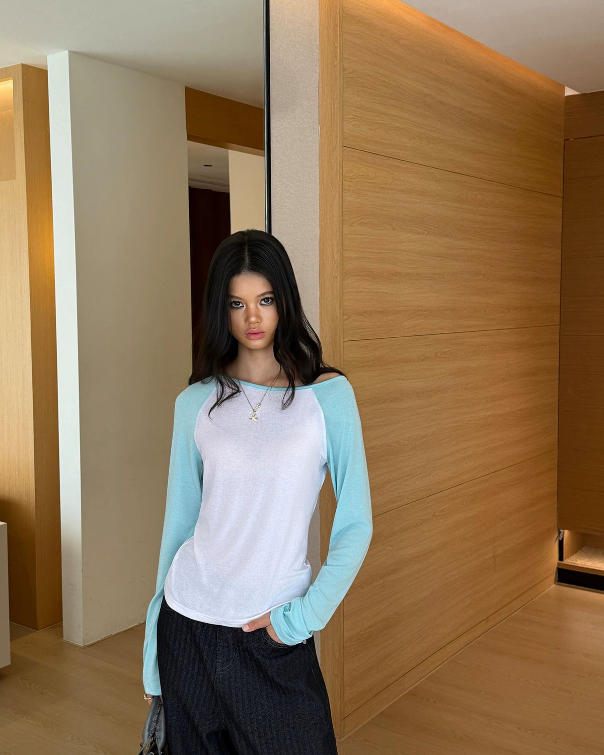 Cloudline Contrast Wool Raglan Top