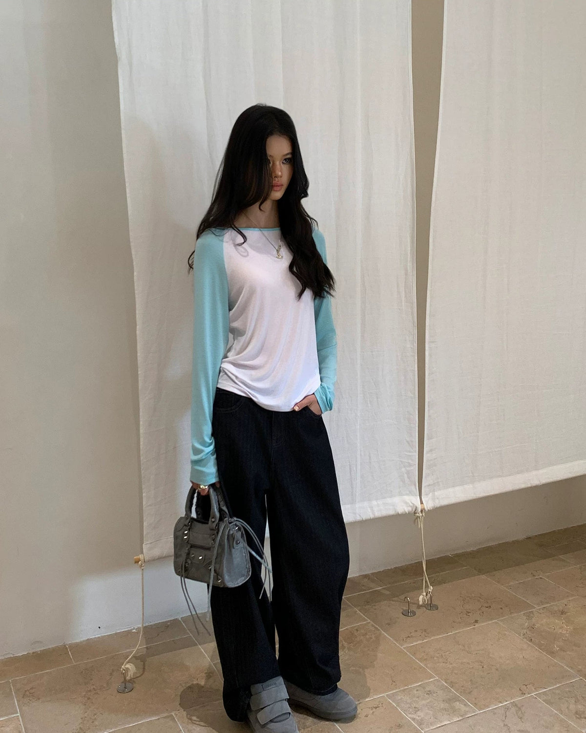 Cloudline Contrast Wool Raglan Top