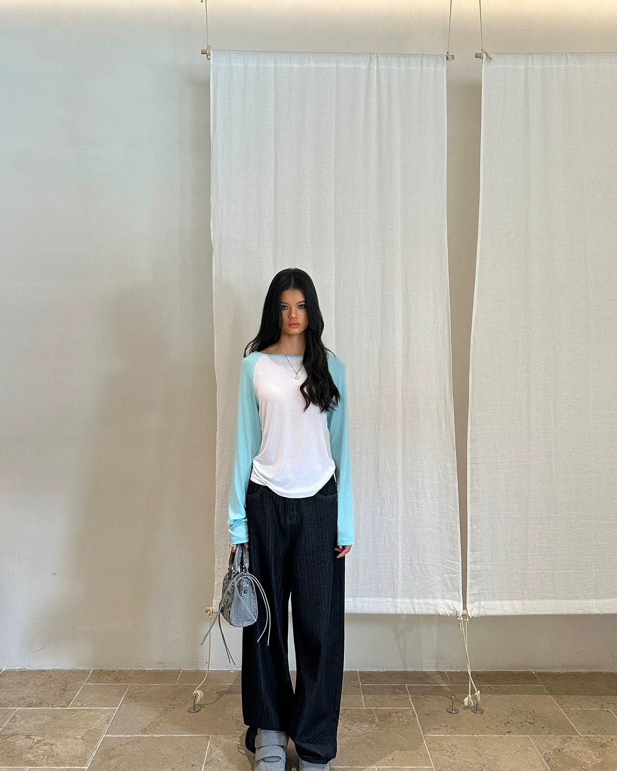 Cloudline Contrast Wool Raglan Top
