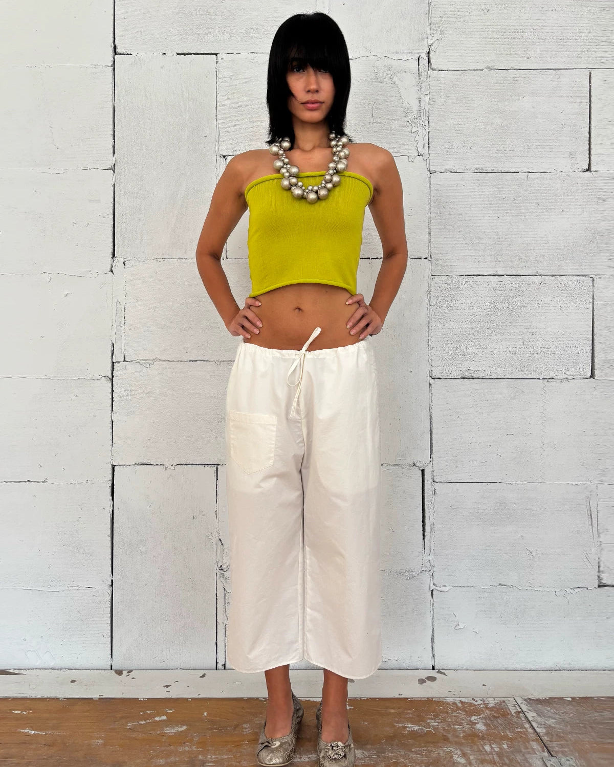 Elle | Coastal Cotton Drawstring Cropped Pants