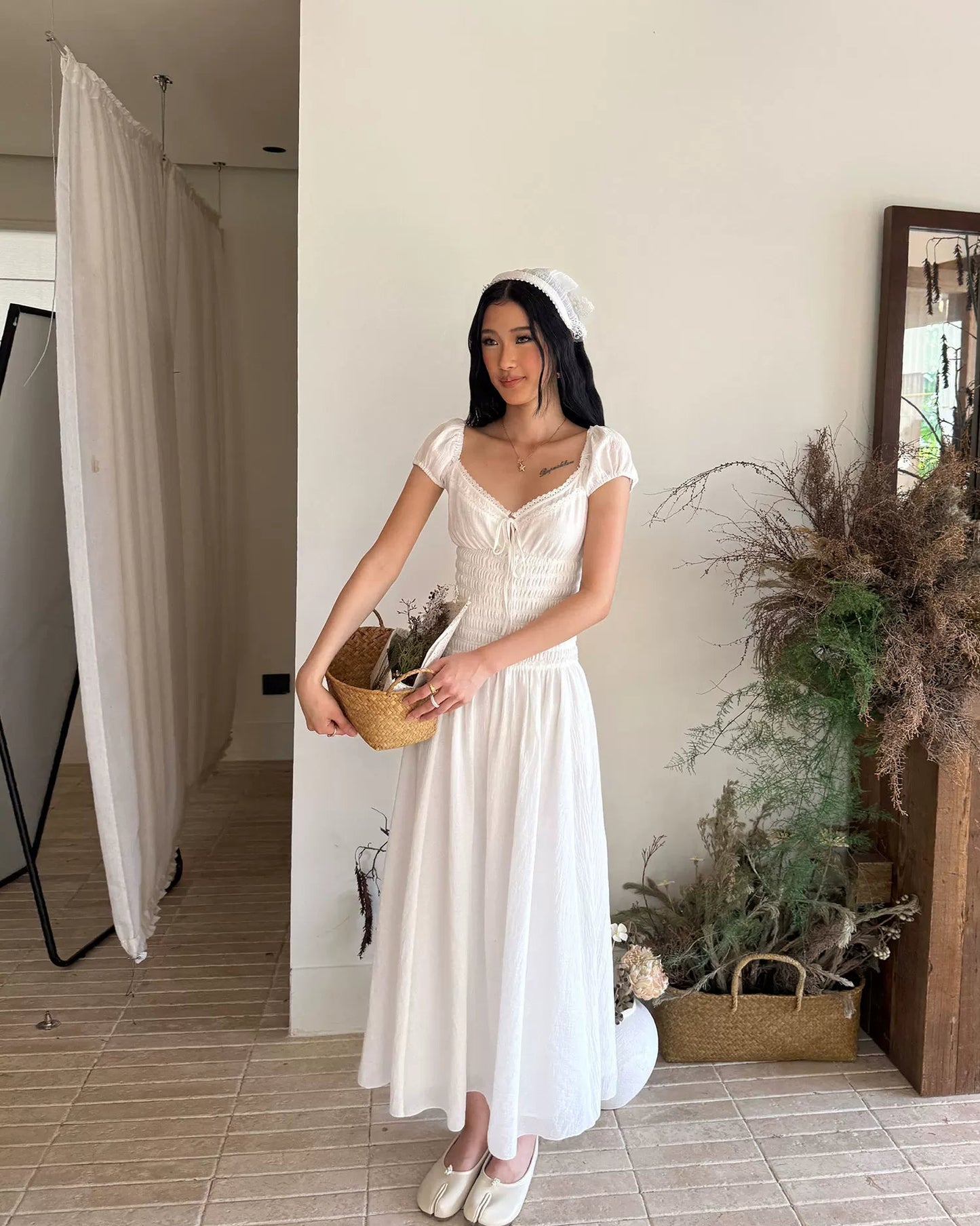 Elle | Colette Open Back Cotton Midi Dress