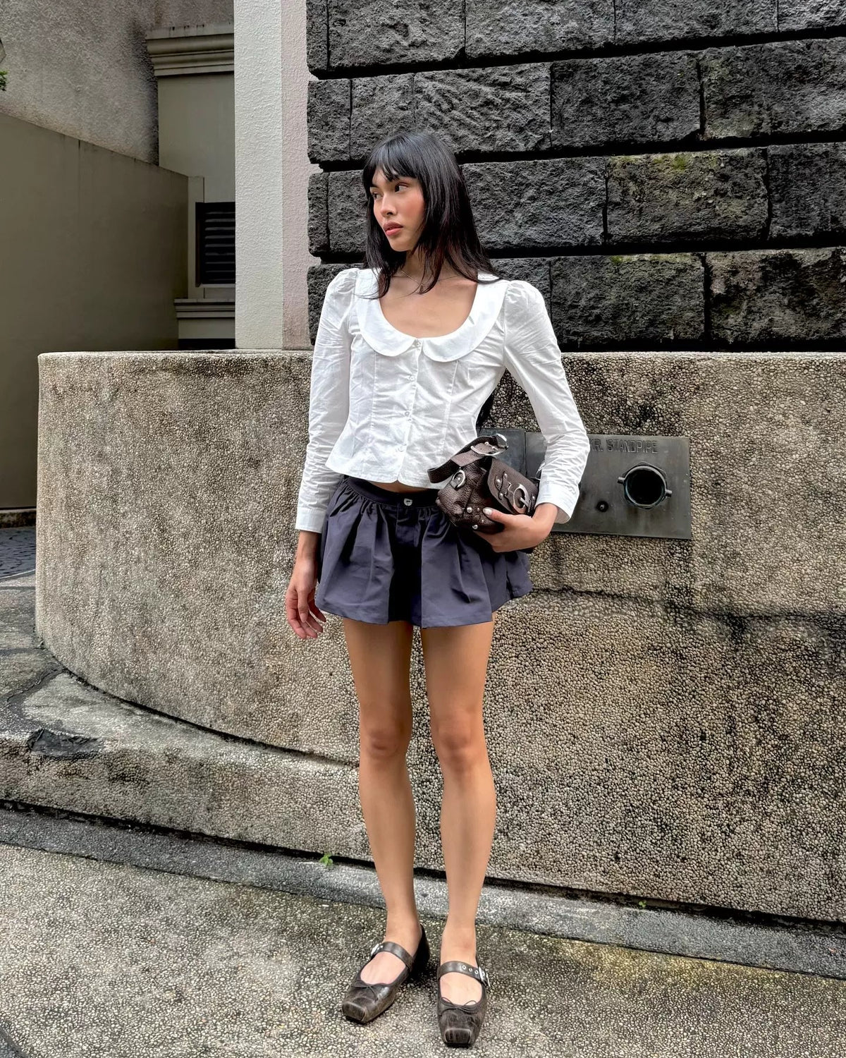 Colette White Corset Collar Shirt