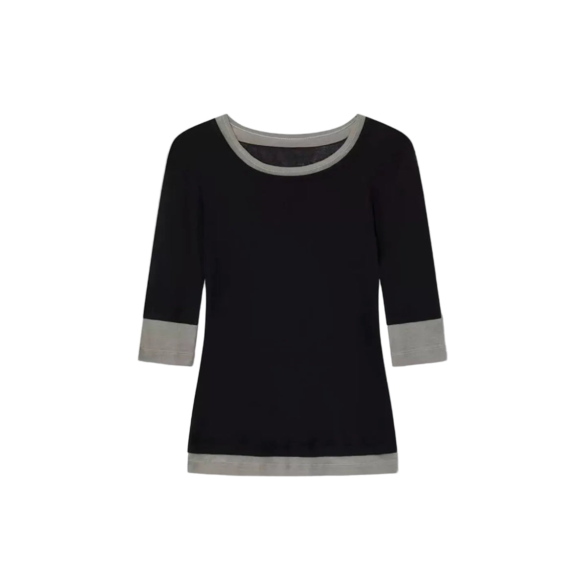 Contrast Layered 3/4 Sleeve Top