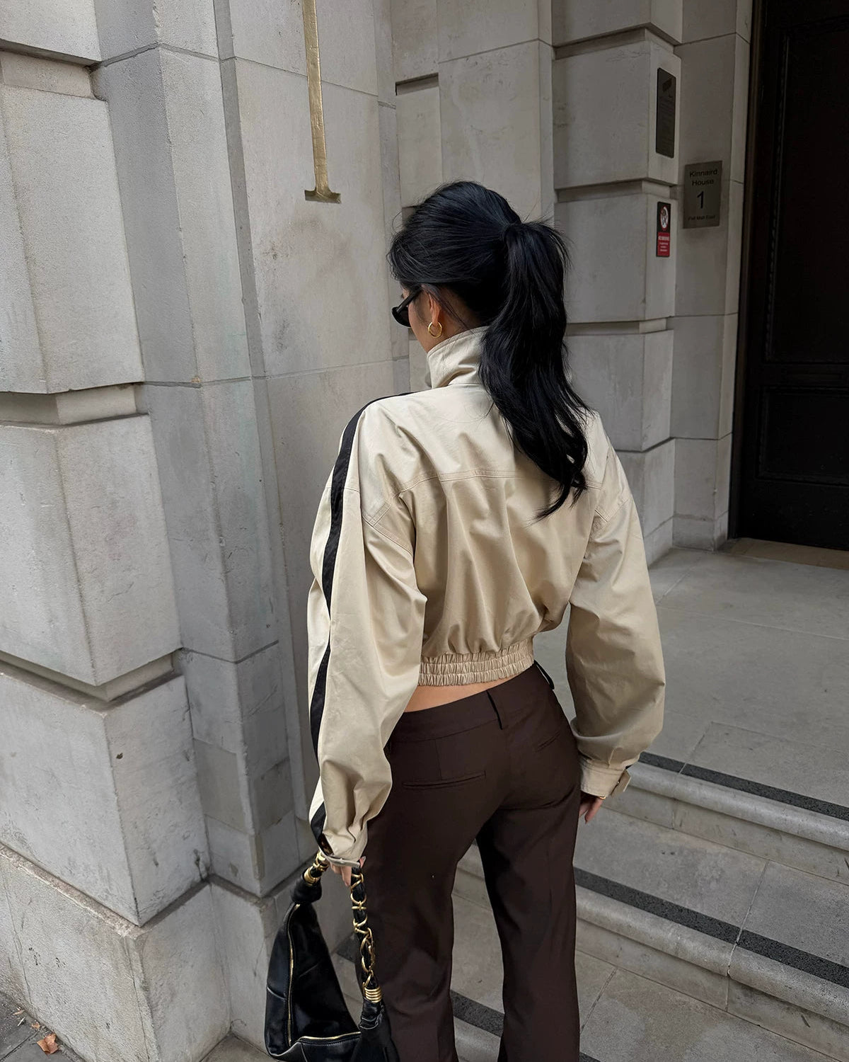 Contrast Stripe Cropped Track Jacket