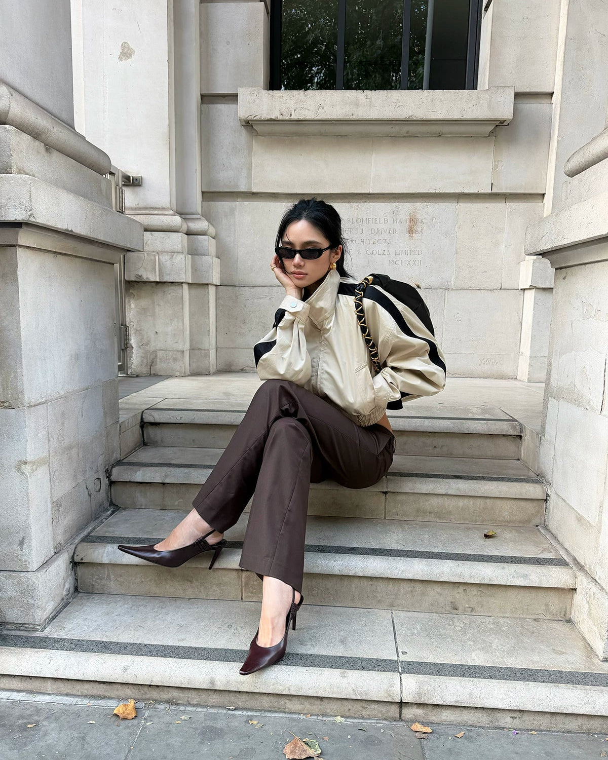 Contrast Stripe Cropped Track Jacket