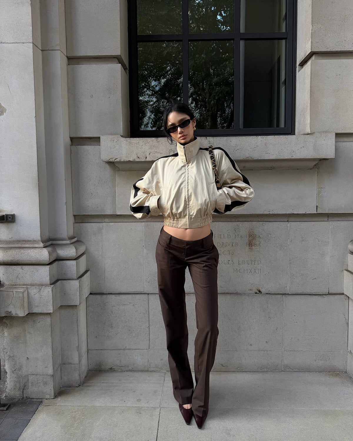 Contrast Stripe Cropped Track Jacket
