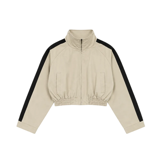 Contrast Stripe Cropped Track Jacket
