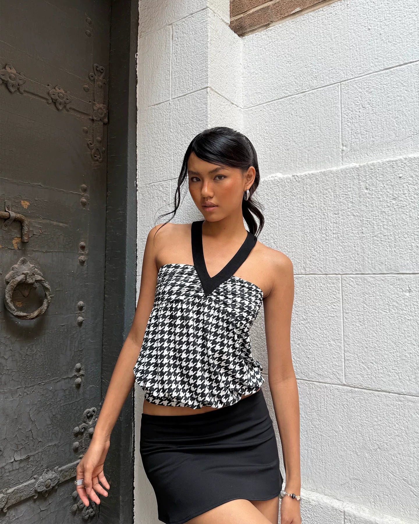 Elle | Contrast Tess Halter Draped Top