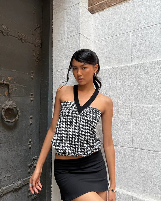 Elle | Contrast Tess Halter Draped Top
