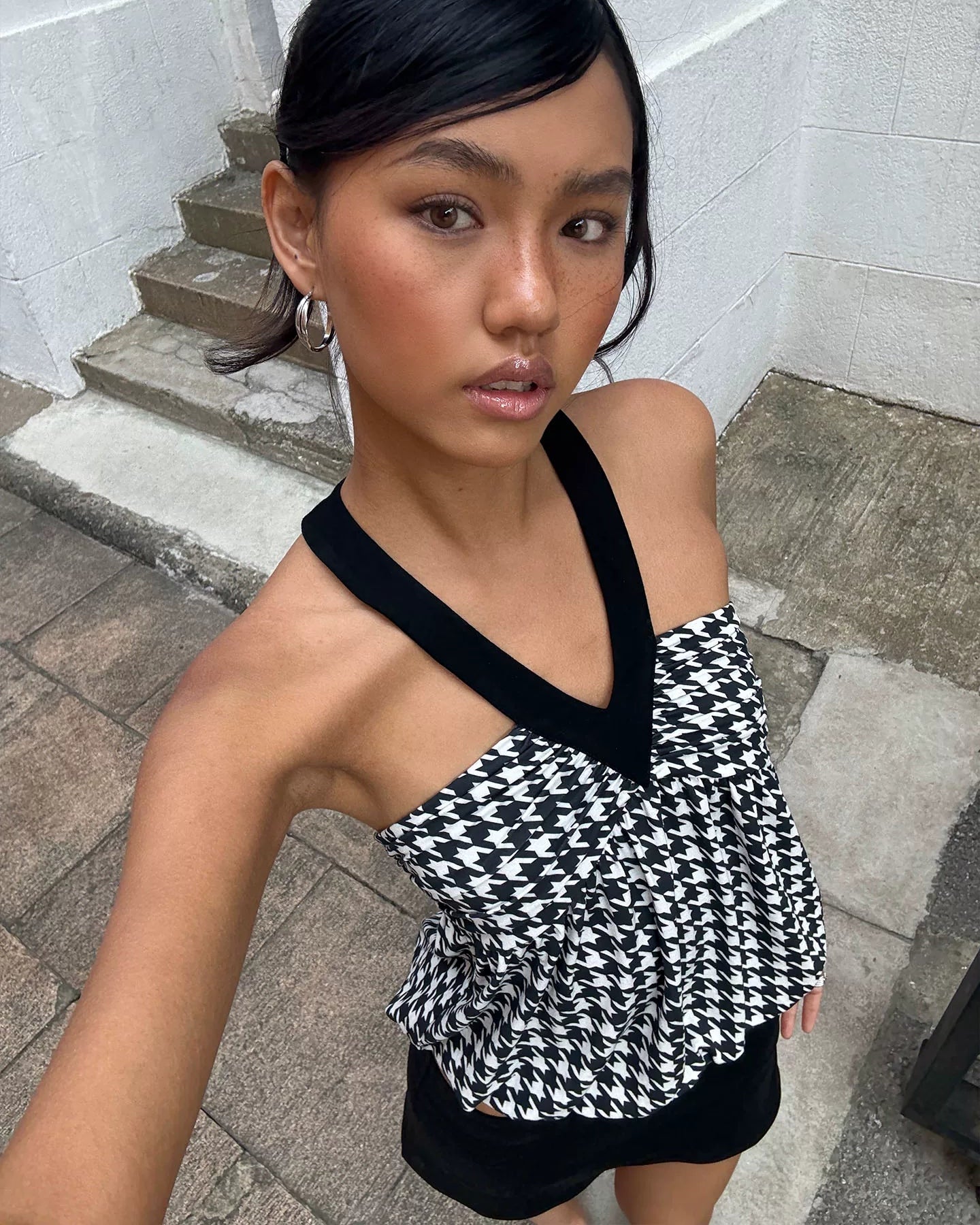 Elle | Contrast Tess Halter Draped Top