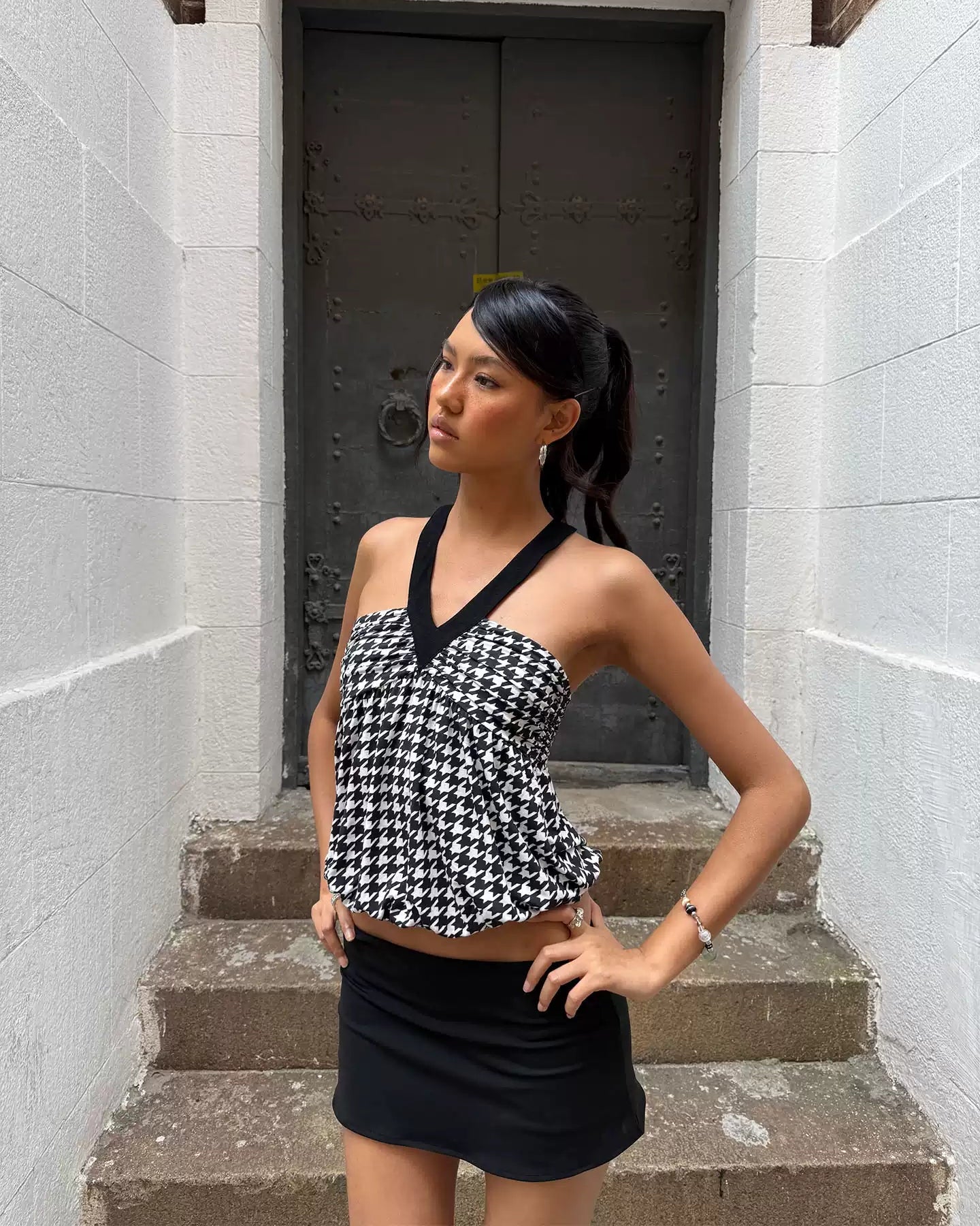 Elle | Contrast Tess Halter Draped Top