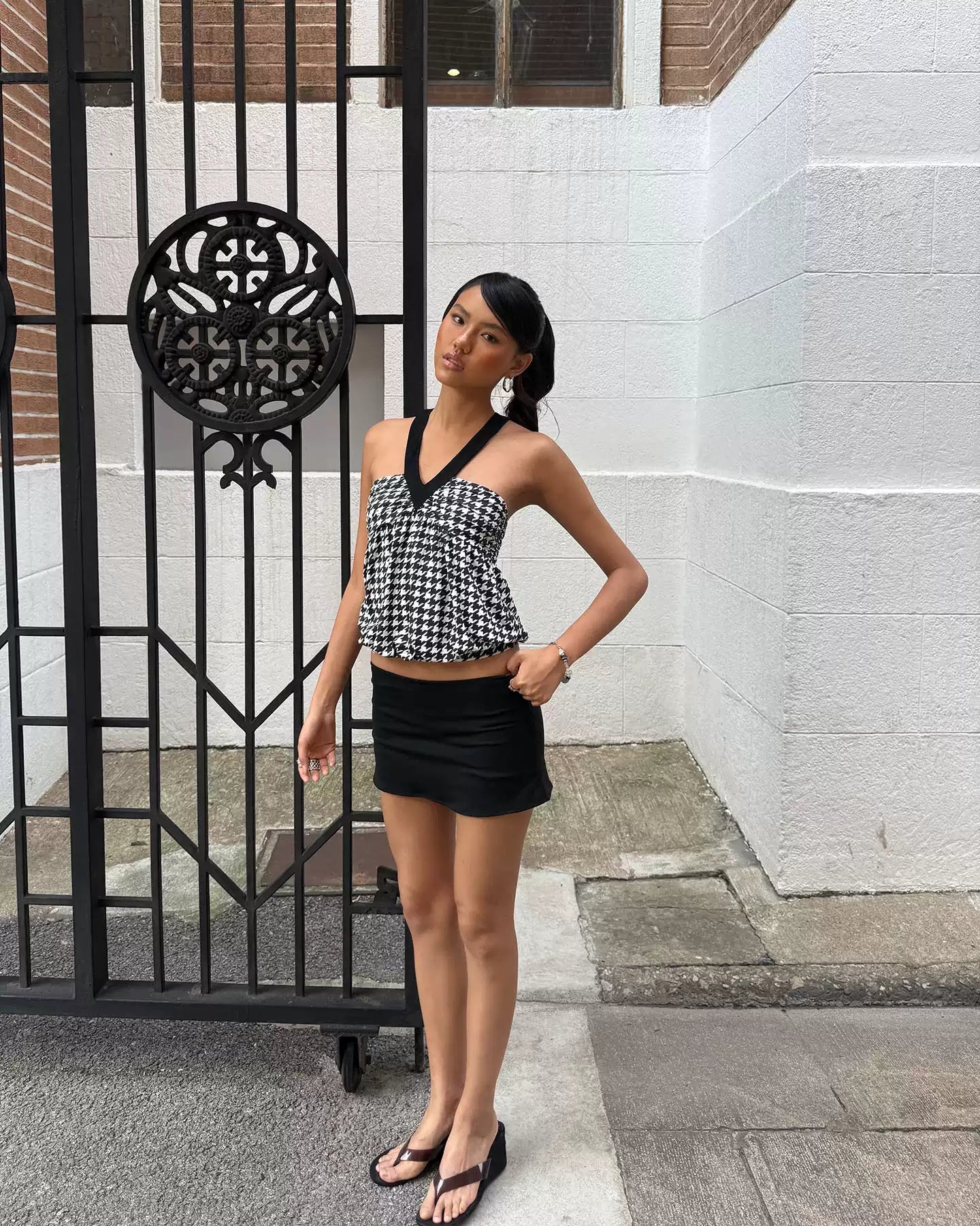 Elle | Contrast Tess Halter Draped Top