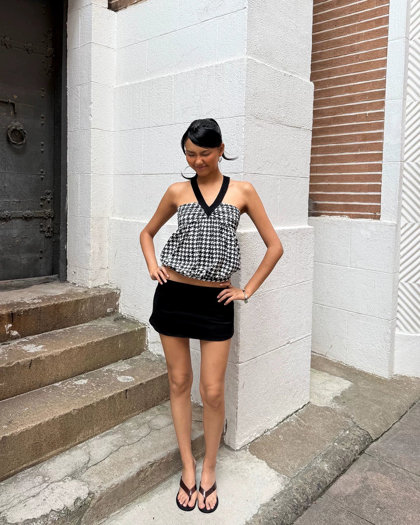 Elle | Contrast Tess Halter Draped Top
