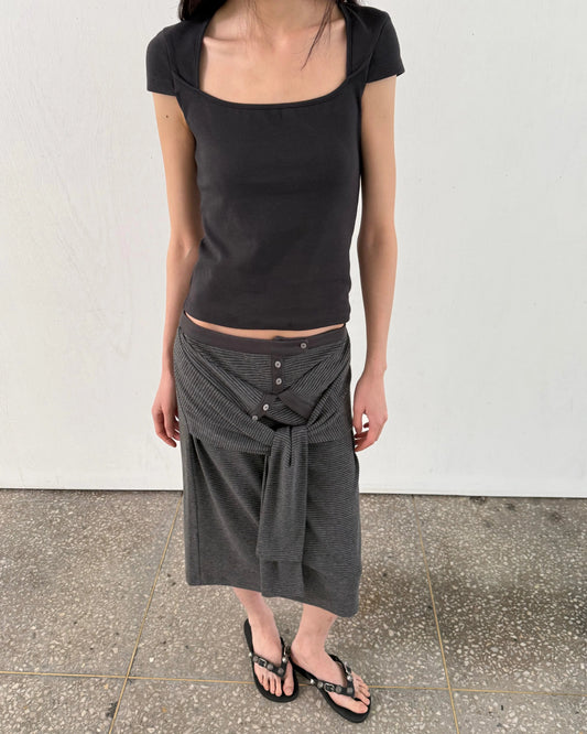Convertible Tie-Sleeve Midi Skirt / Strapless Top