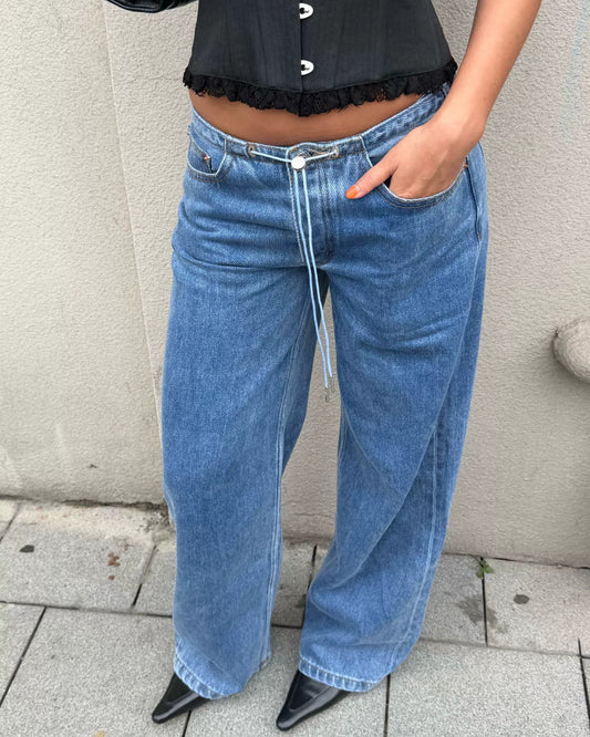 Elle | Cool Low-Rise Drawstring Jeans