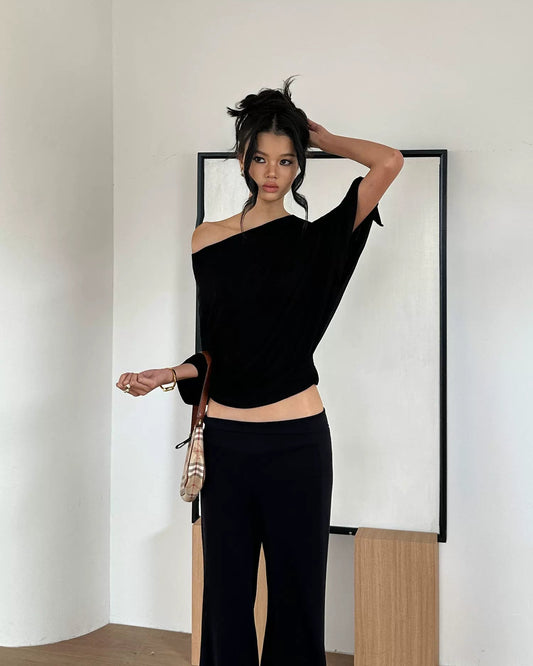 Drape Off-Shoulder Batwing Top