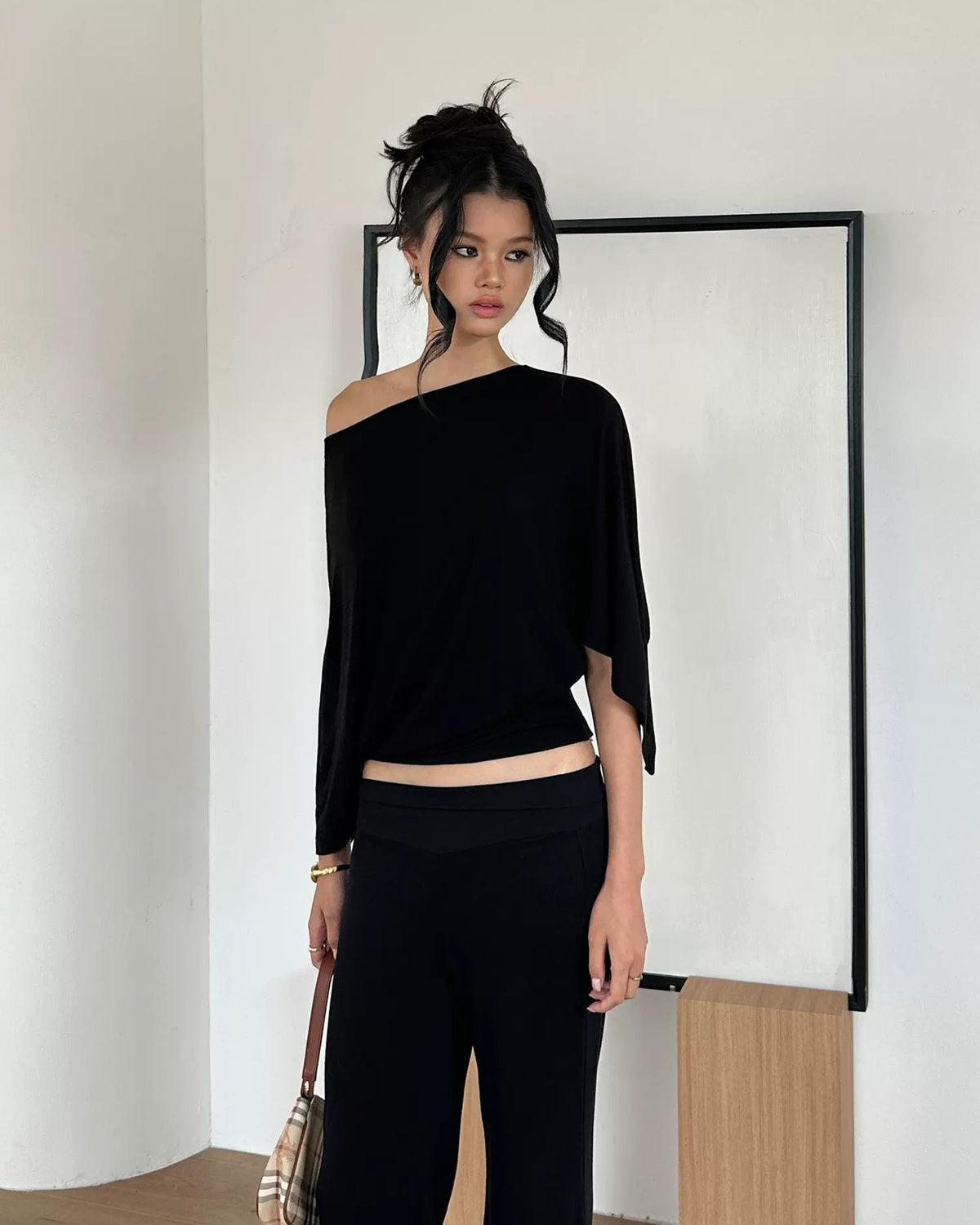 Drape Off-Shoulder Batwing Top