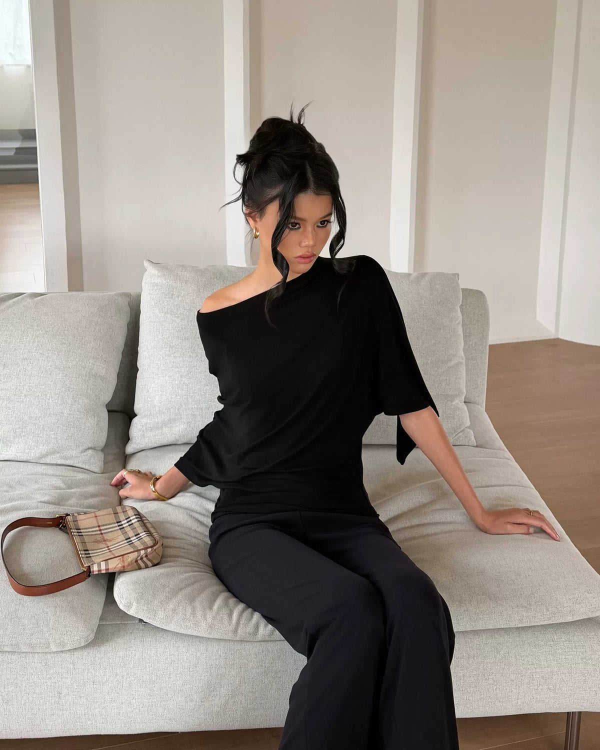 Drape Off-Shoulder Batwing Top