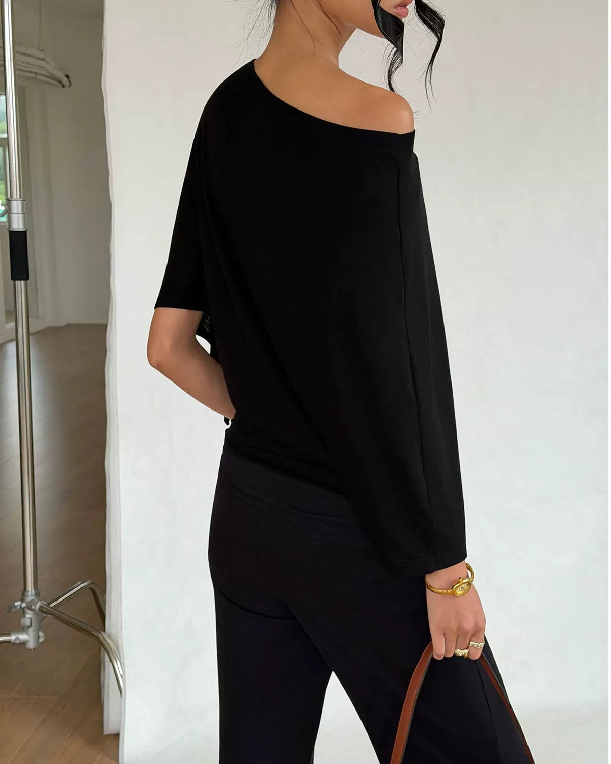 Drape Off-Shoulder Batwing Top