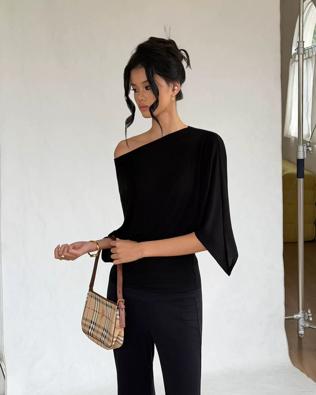 Drape Off-Shoulder Batwing Top