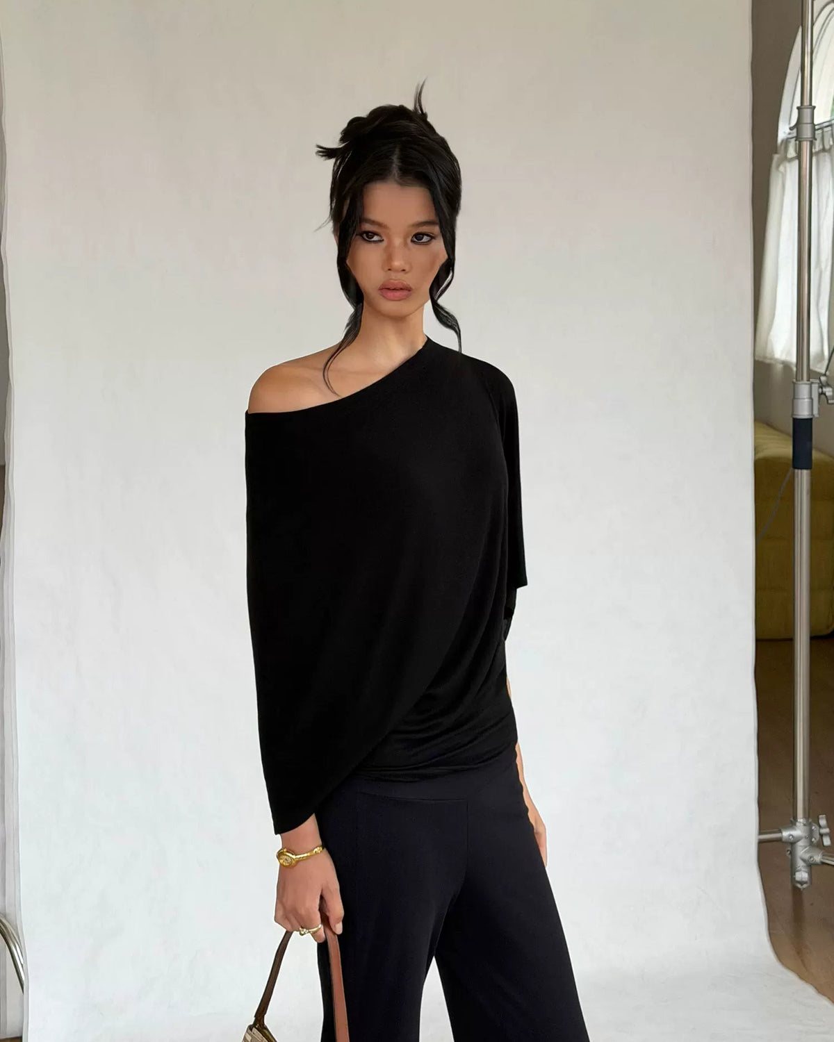 Drape Off-Shoulder Batwing Top