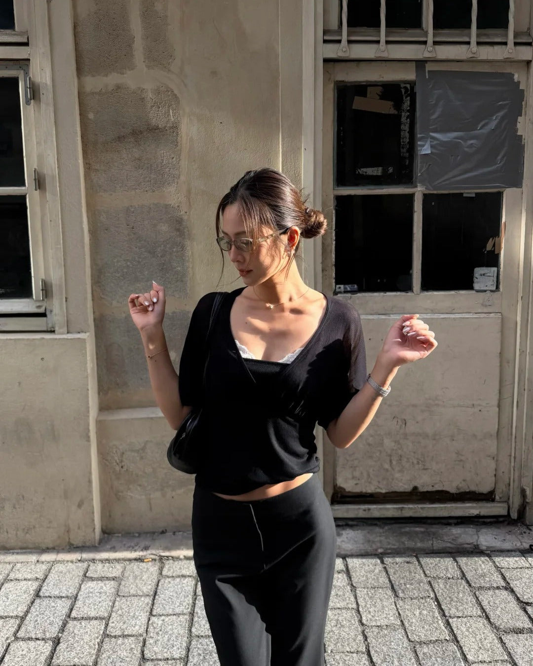 Elle | Draped Tencel V-Neck Top
