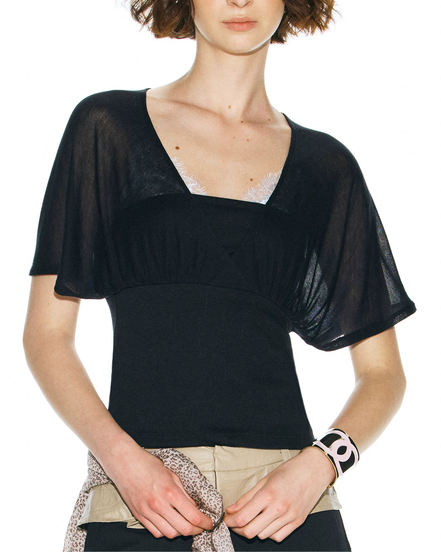 Elle | Draped Tencel V-Neck Top