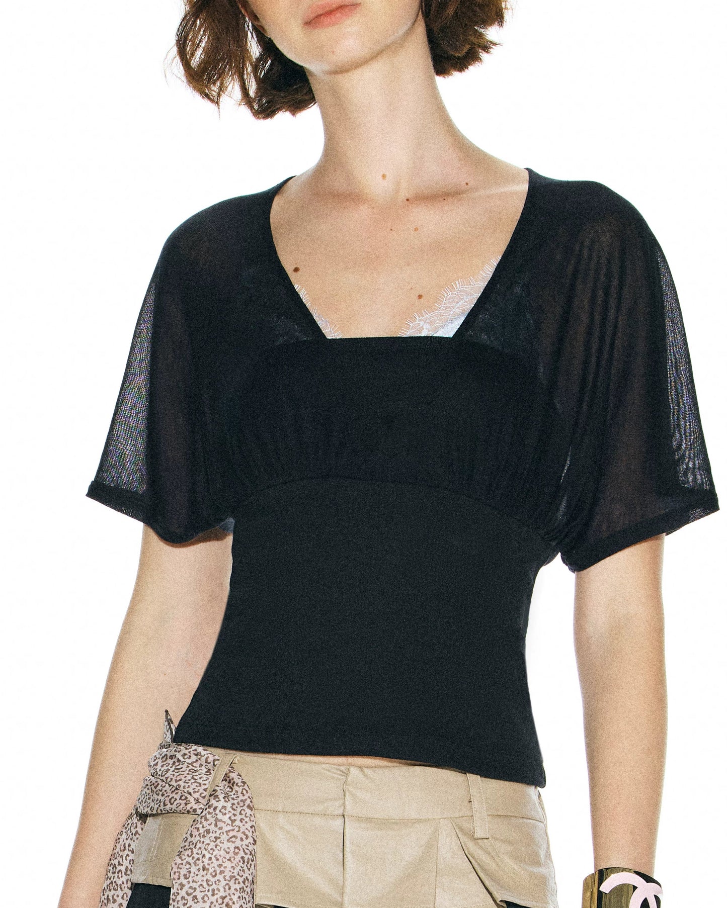 Elle | Draped Tencel V-Neck Top
