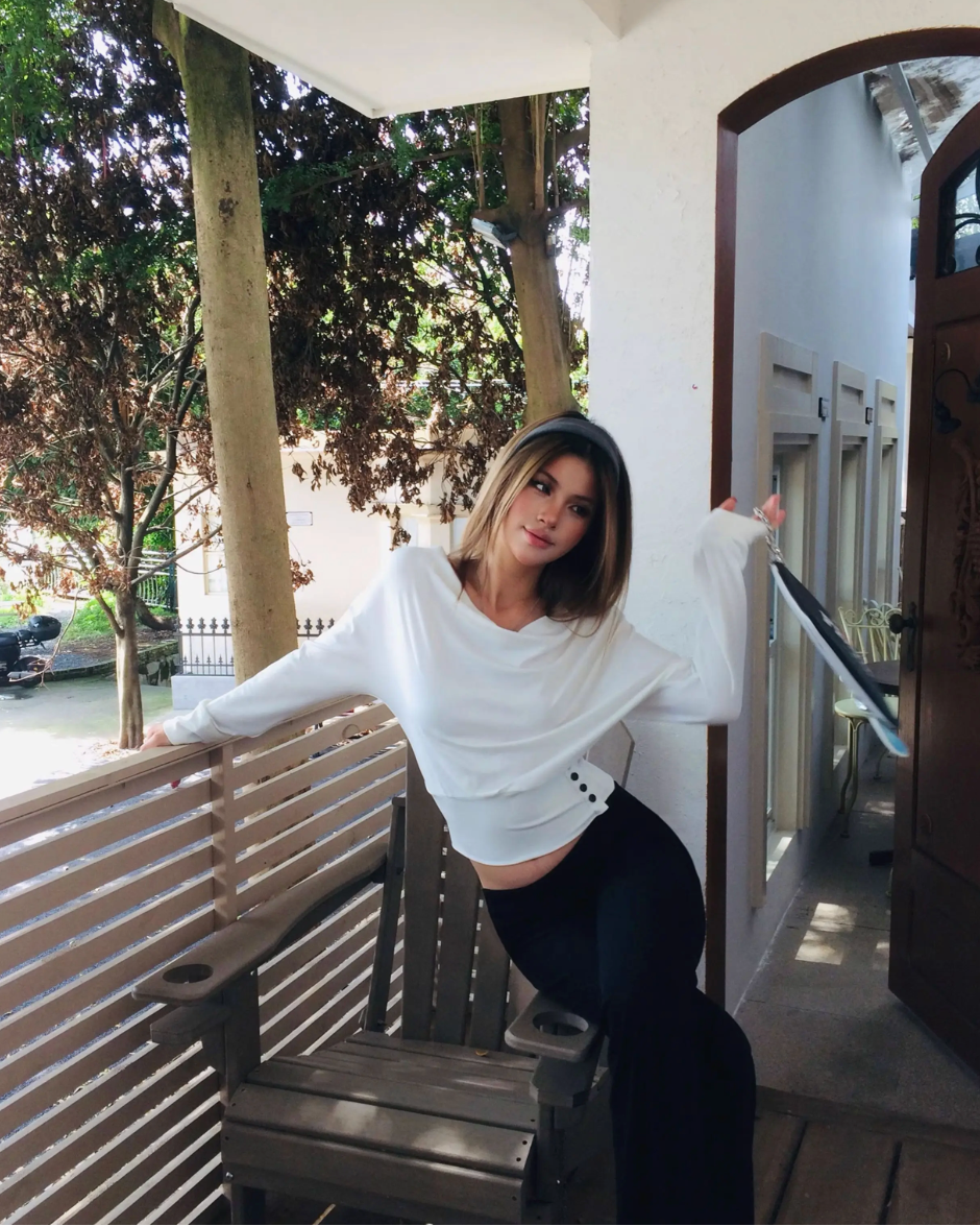 Draped Waist Long Sleeve Top