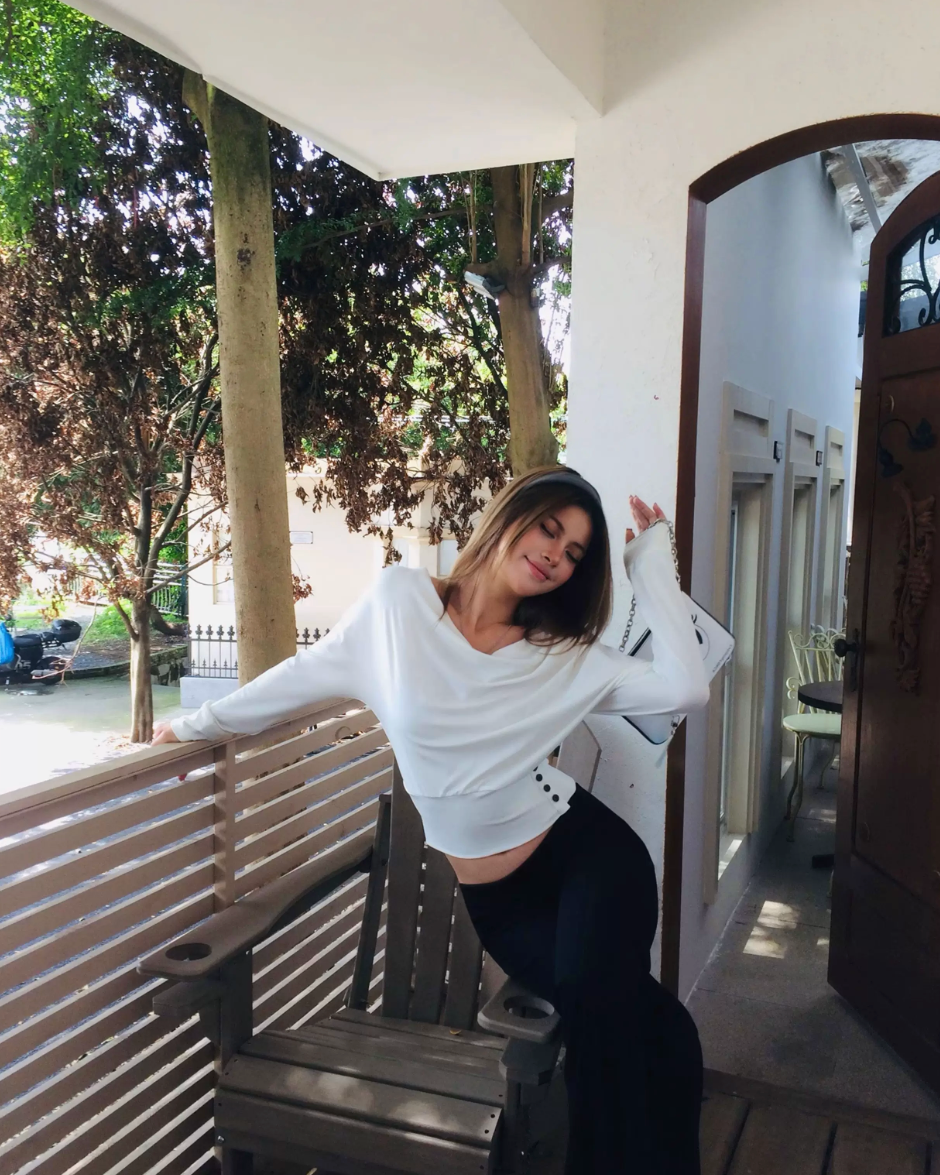 Draped Waist Long Sleeve Top