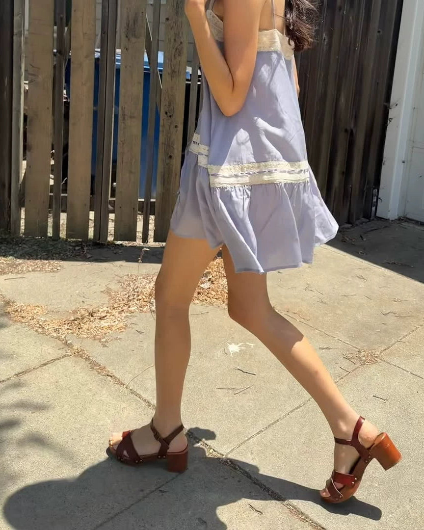 Dreamy Lavender Lace Tencel Mini Dress