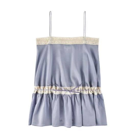 Verträumtes Tencel-Minikleid mit Lavendelspitze