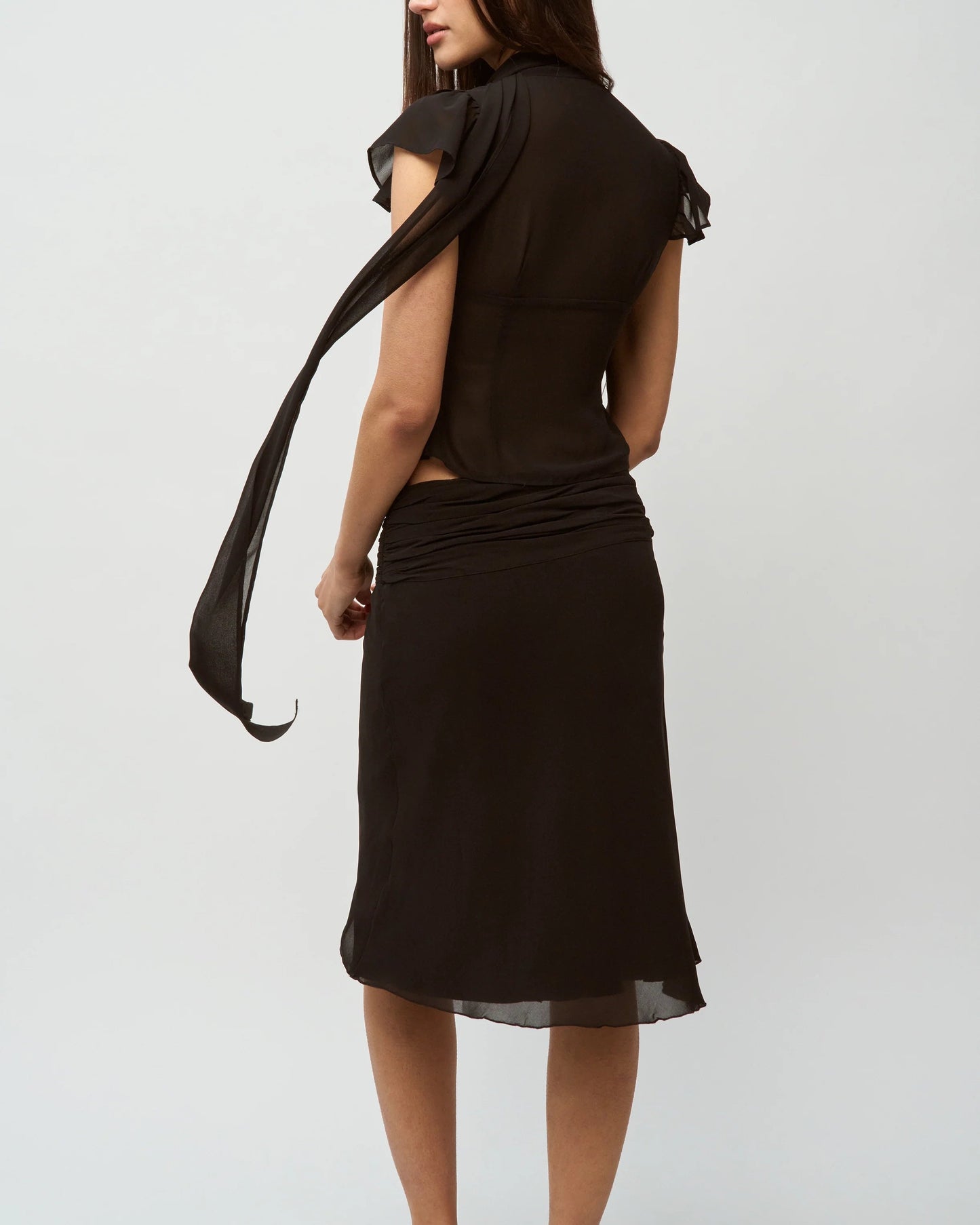 Elle | Eda Low-Rise Chiffon Midi Skirt
