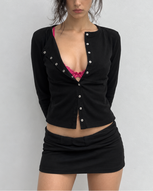 Sculpted Seam Button-Up Top
