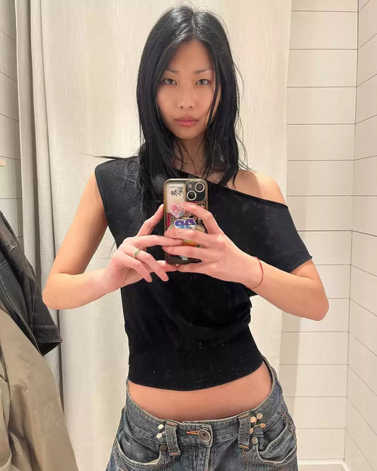Elle | Asymmetric Off-Shoulder Knit Top