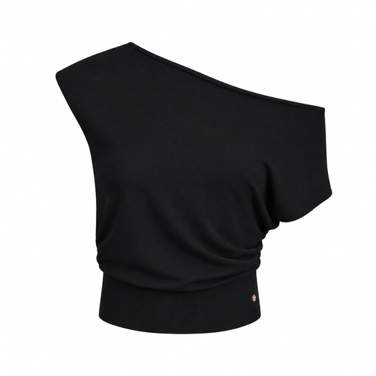Asymmetric Off-Shoulder Knit Top