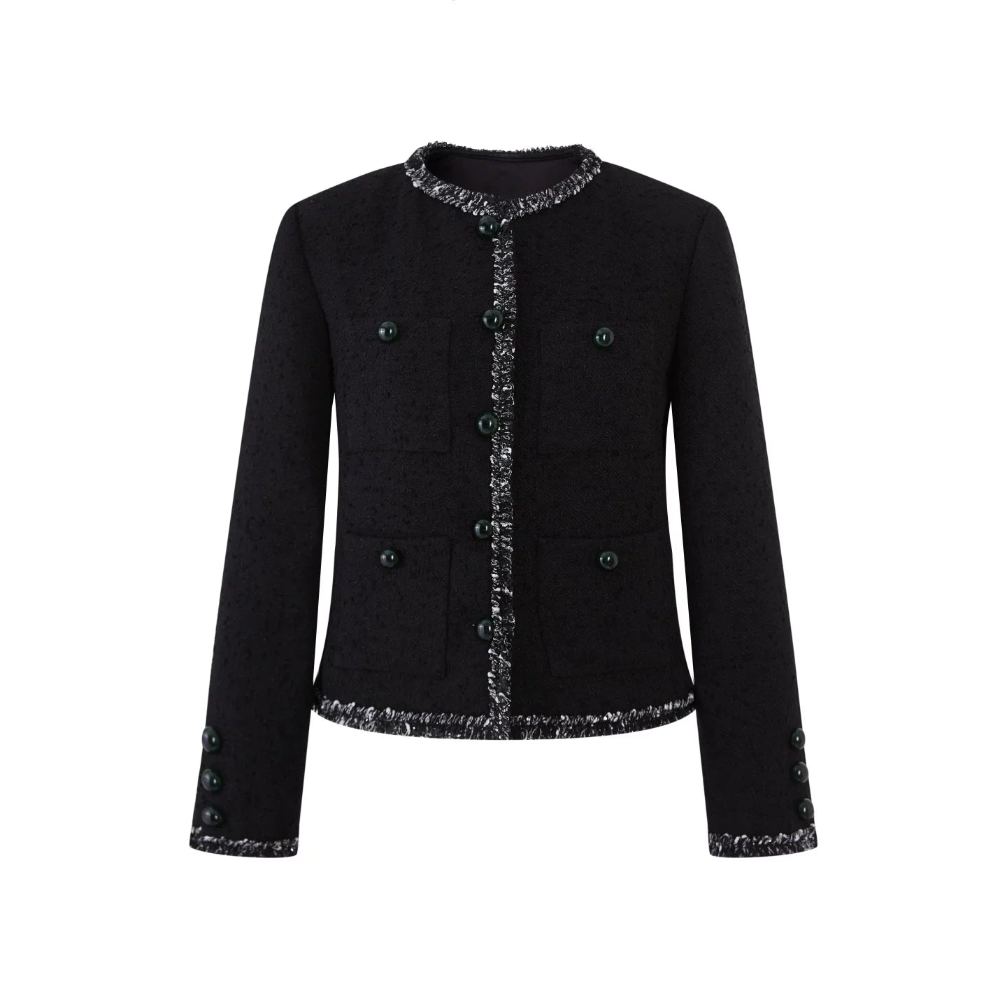 Elle | Black Tweed Cropped Jacket