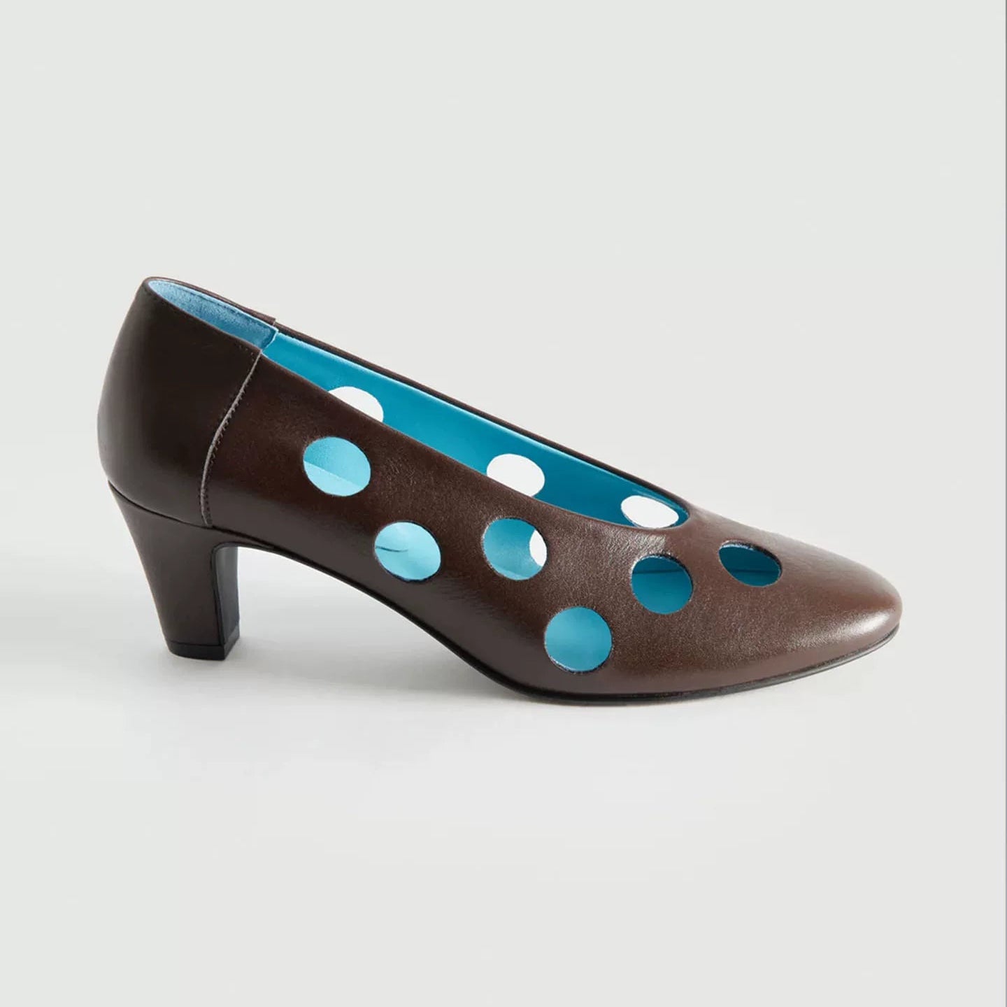 Elle | Brown & Blue Cutout Leather Pumps