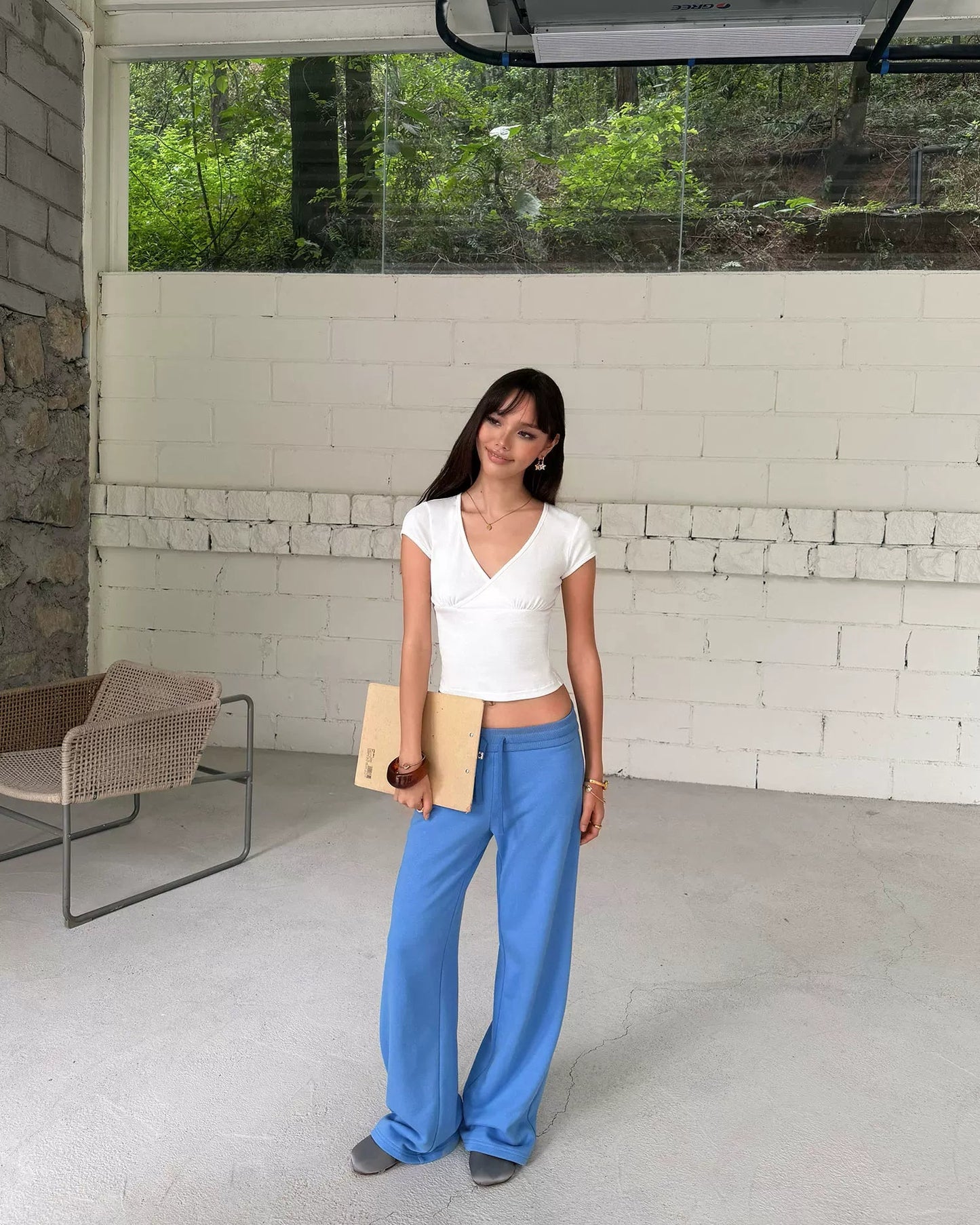 Elle | Cloud Cotton Drawstring Wide Leg Sweatpants